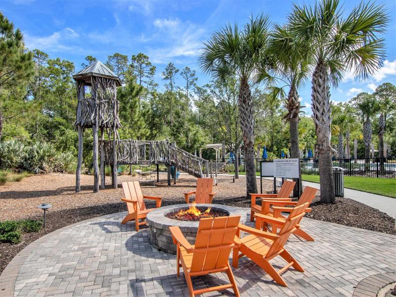 Community fire pit and playground