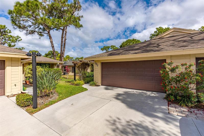 Front entrance.  Two car garage.