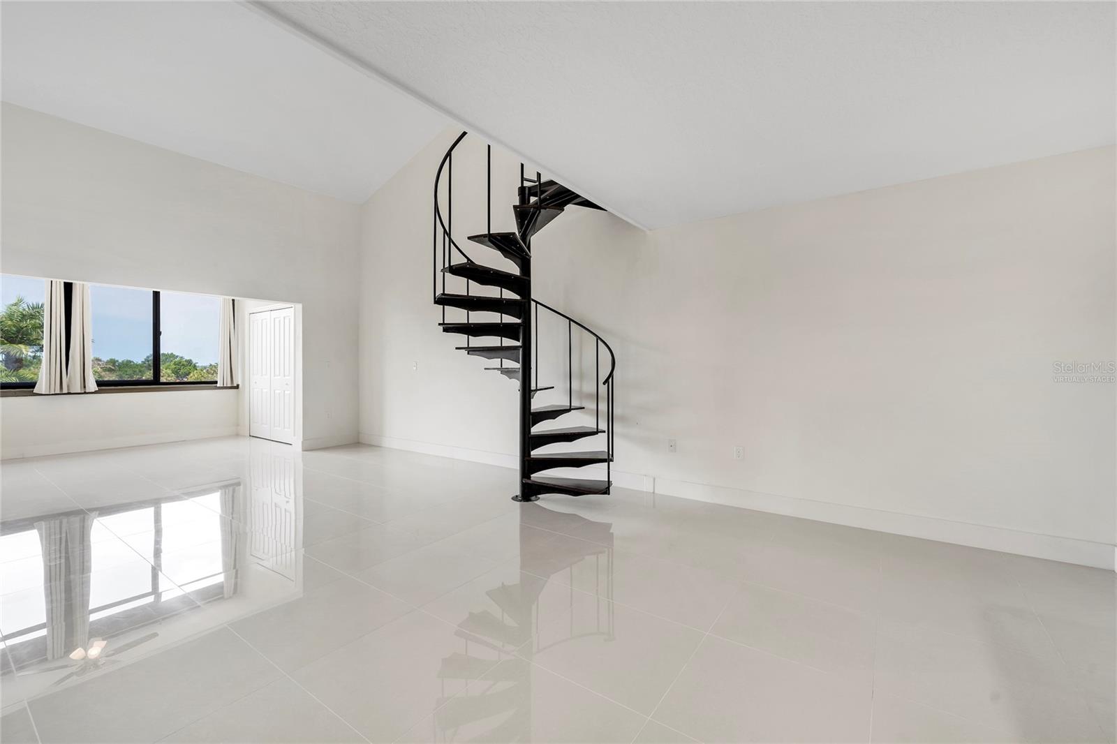 view: VIRTUALLY STAGED - LIVING ROOM TO DINING, KITCHEN &amp; ENTRANCE FOYER  -