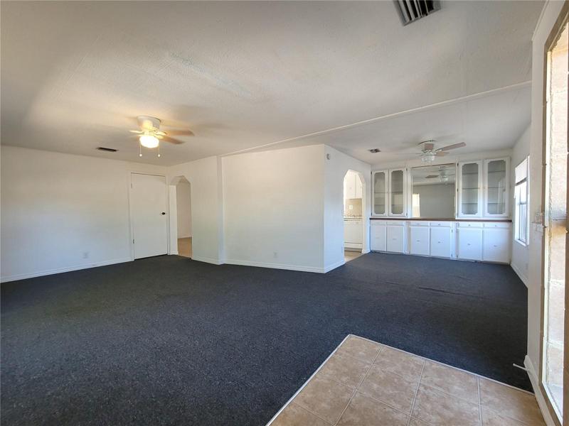 Living room open to dining room