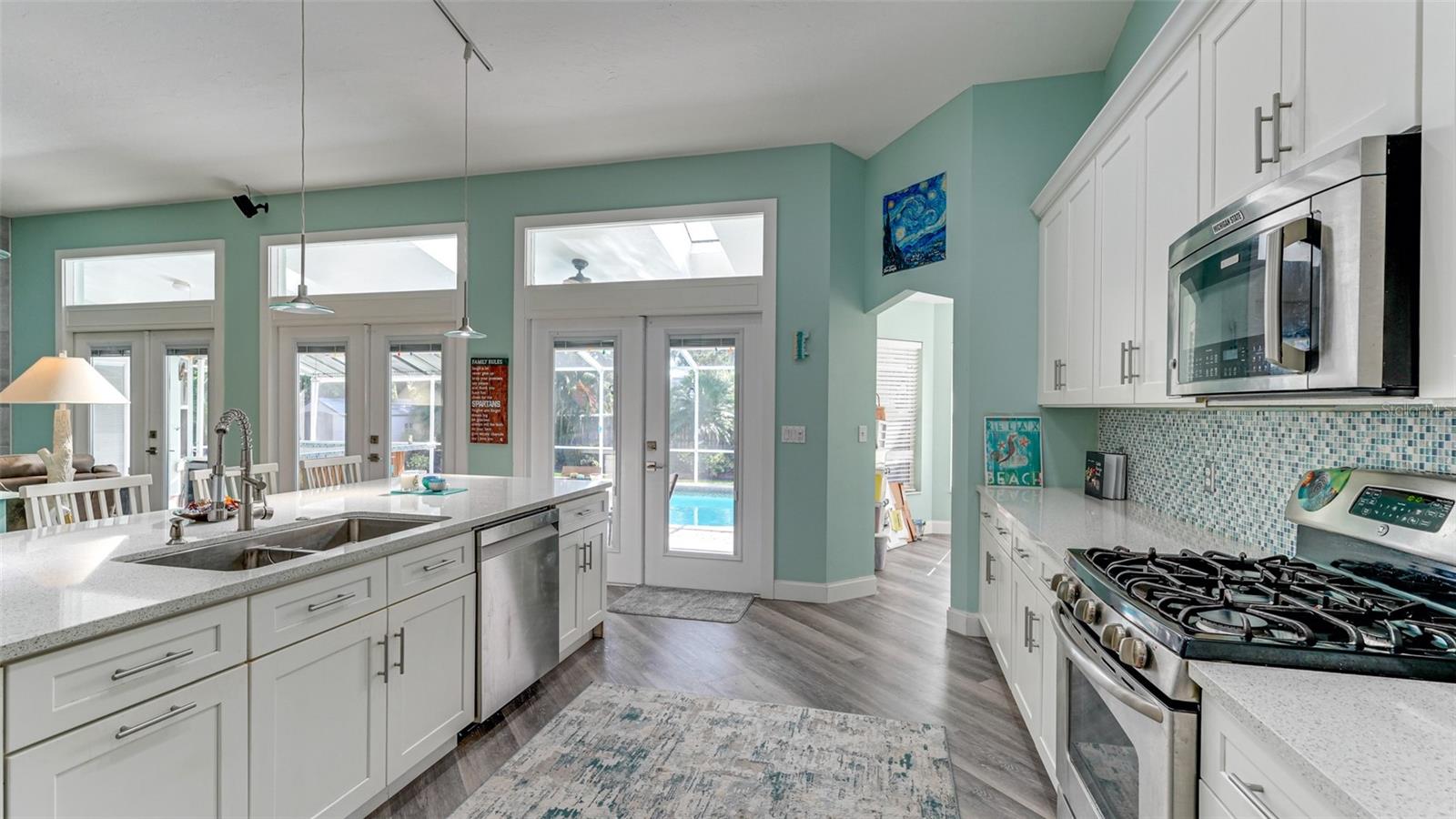 Spacious kitchen with stainless appliances