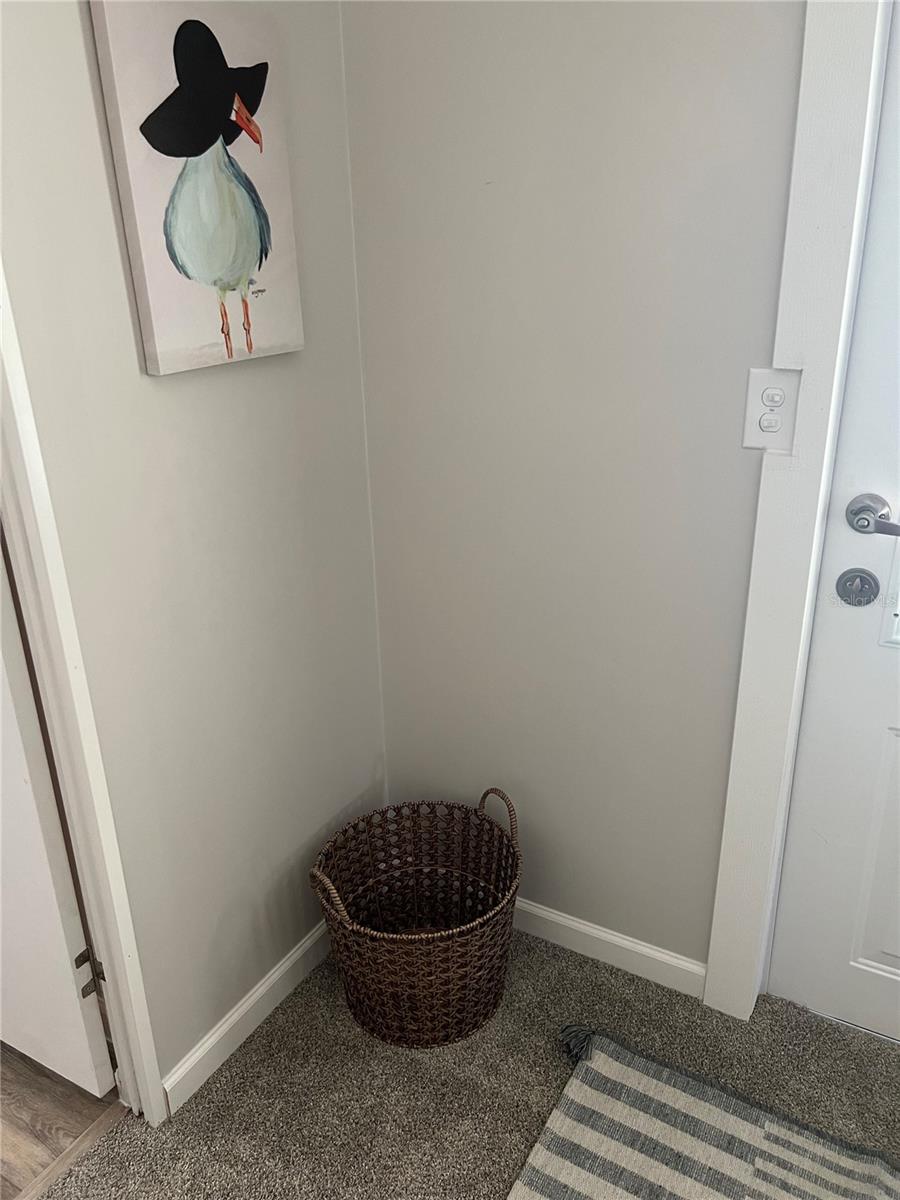 Hallway outside of guest bathroom