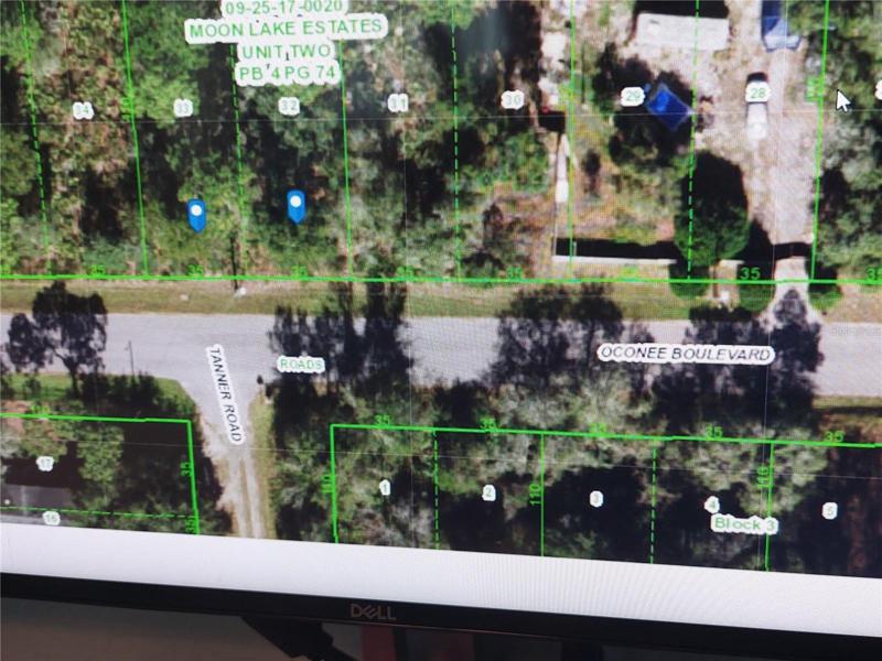  Blue Markers point out the lot which is made up of 2 smaller lots