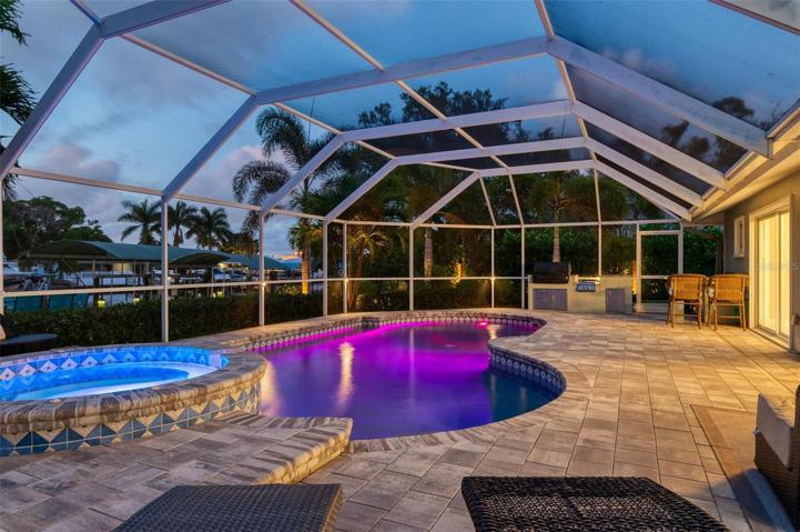 Saltwater pool and spa with air and water massage feature