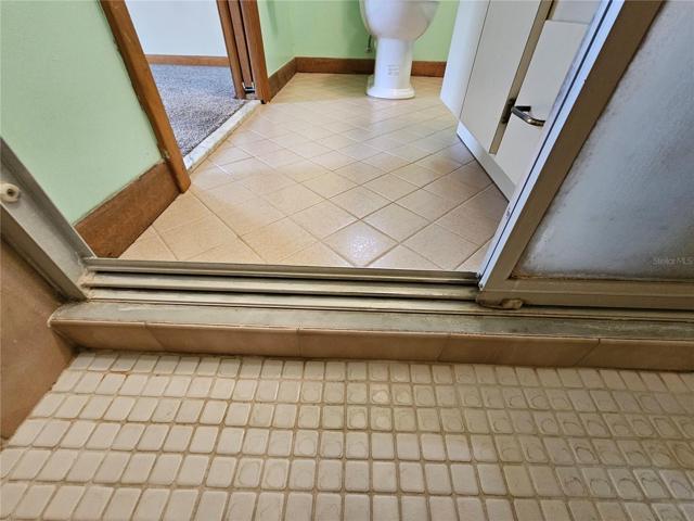 Step down into the master shower