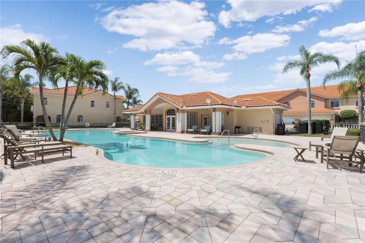Pool area behind the home