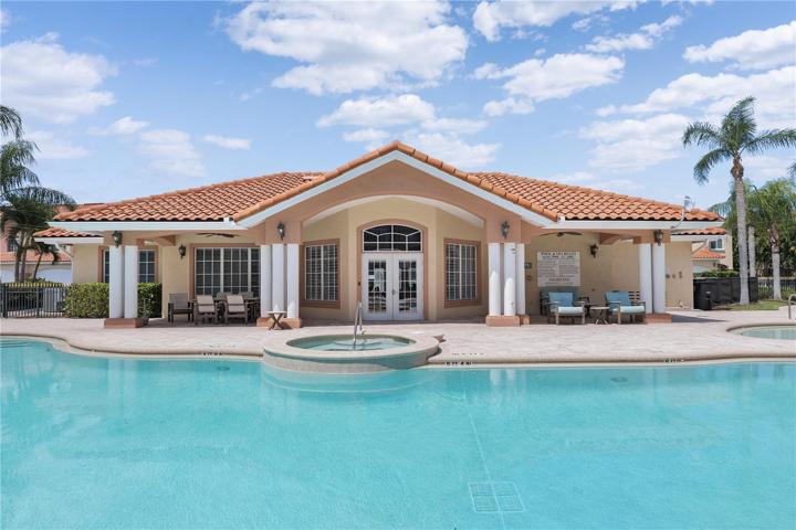 Pool area behind the home