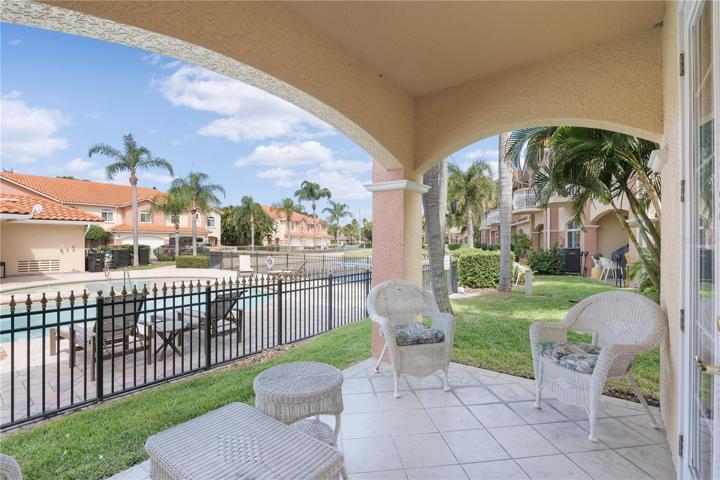 Back patio overlooking the pool