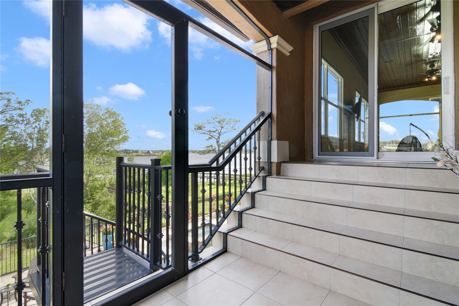 Private iron staircase from Upstairs Master Bedroom and Potential Hobby Room (potential 5th Bedroom area)