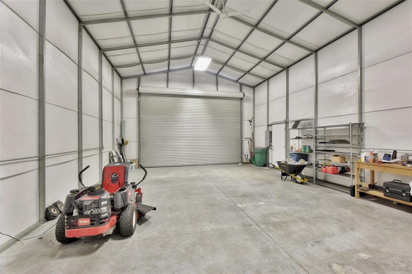 Interior of barn, insulated with electric