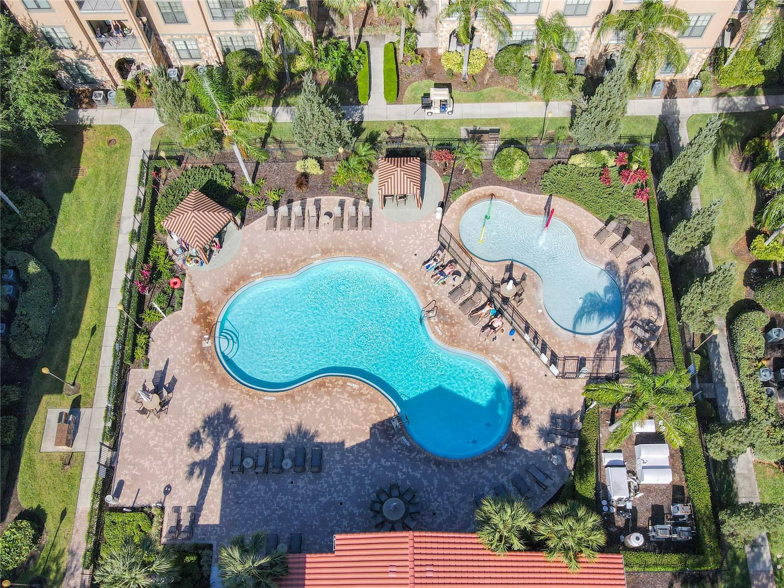 Bella Piazza overhead of pool area