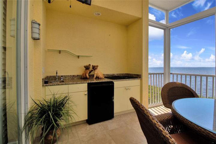 Your outdoor kitchen features a wet bar, mini fridge and countertop grill - not to mention the MILLION DOLLAR VIEWS!