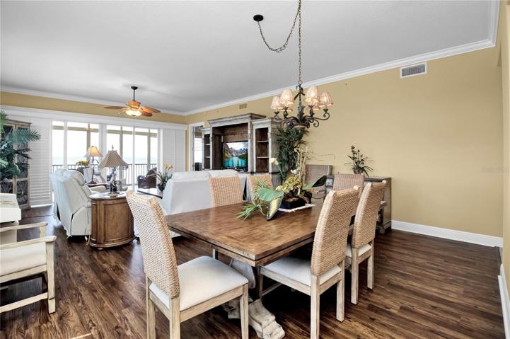 Generous dining area transitions nicely into the great room.