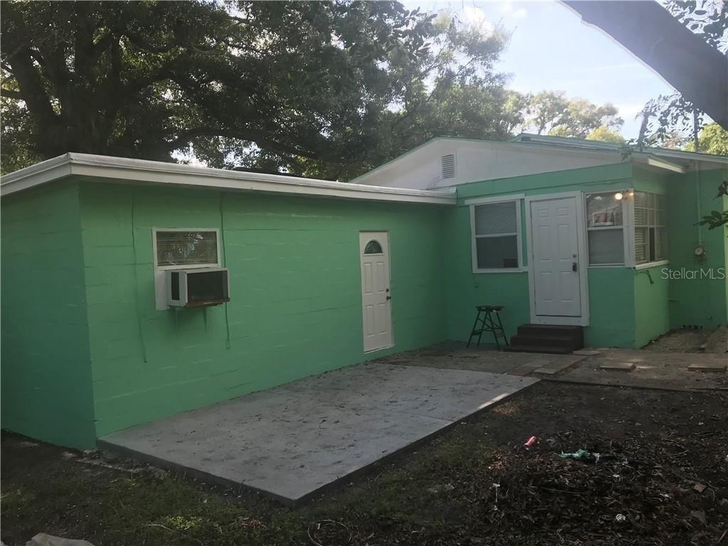 Backyard with concrete slab