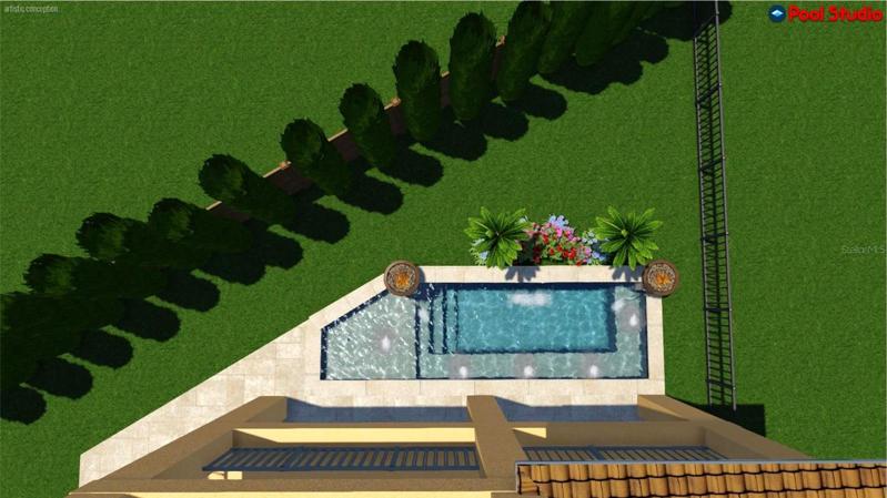Pool rendering for design idea only; structural work has not been verified. Buyer to do their own verification.