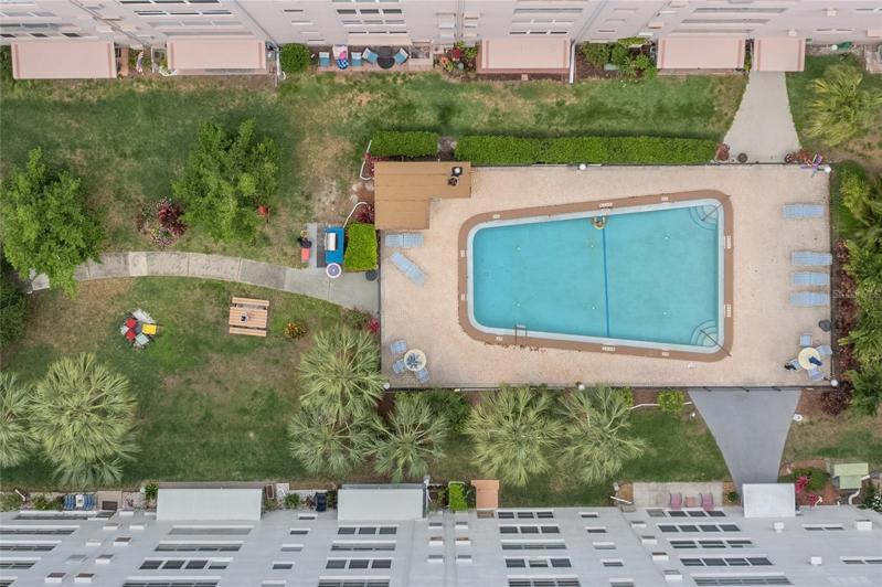 Aerial of Pool at Bldg.