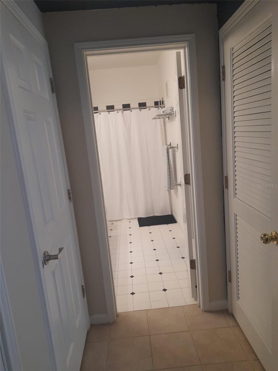 Hallway to bathroom