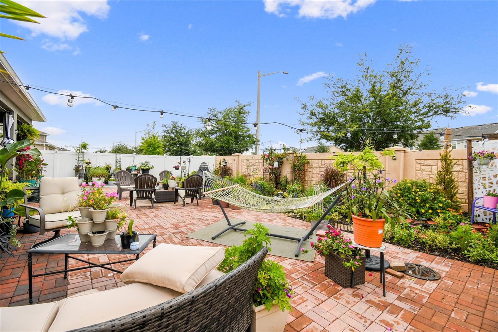 Brick paver patio and garden