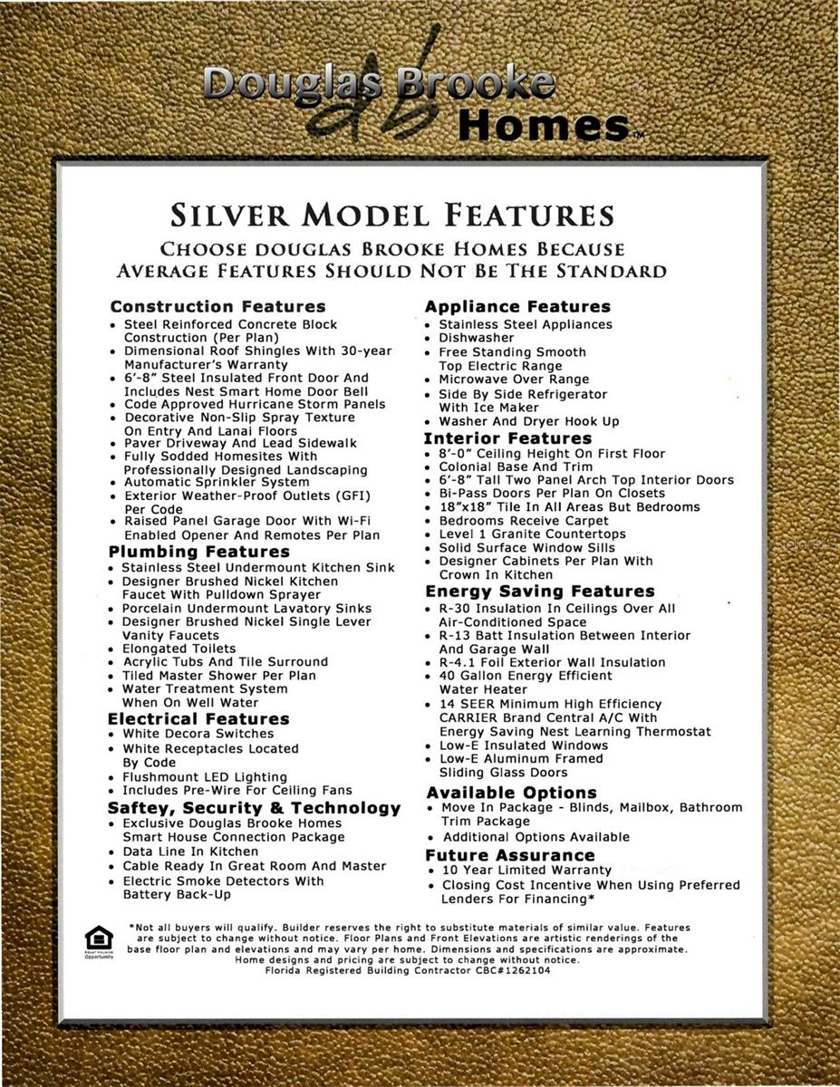 Spec level feature sheet