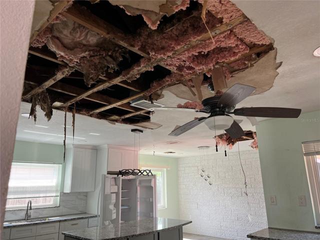 8101 Hixton Dr kitchen ceiling damage detail