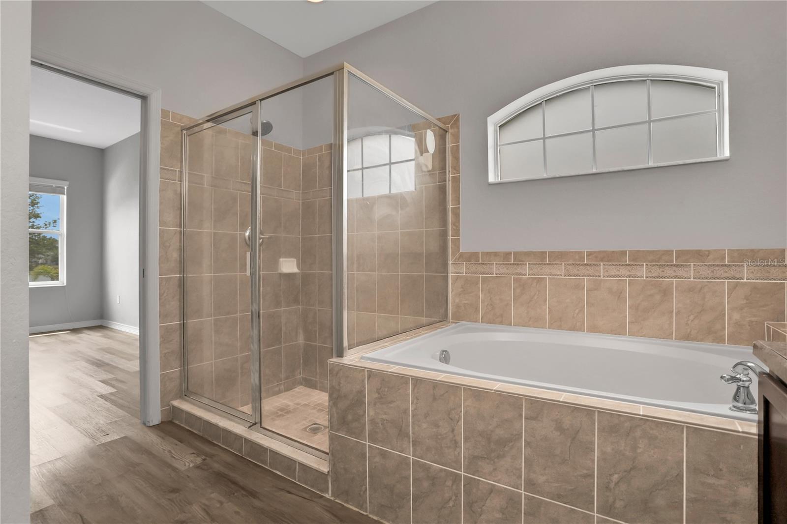 Garden tub with seperate shower