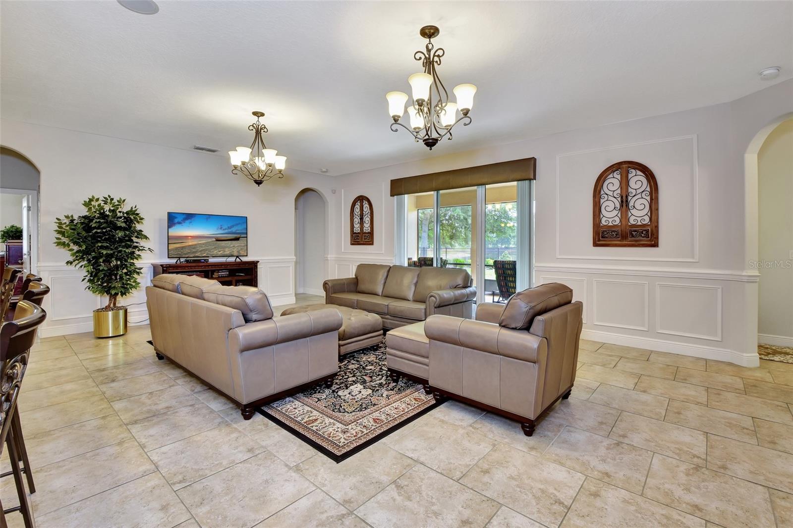 Family Room with sliders to lanai