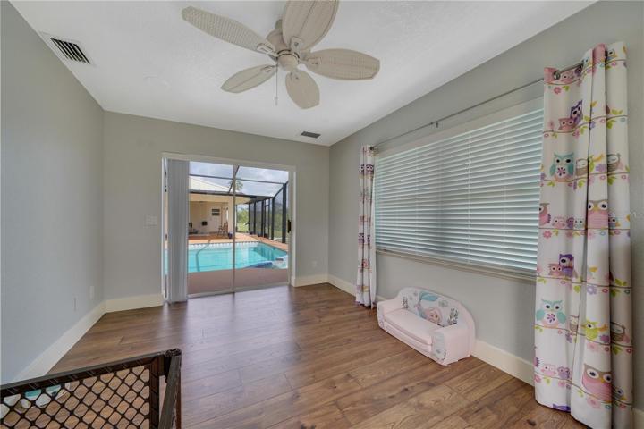 Bonus room also provides access to the pool for the primary bath