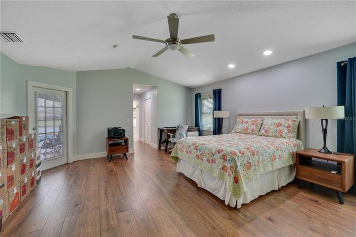 Primary suite is large and bright with lanai access