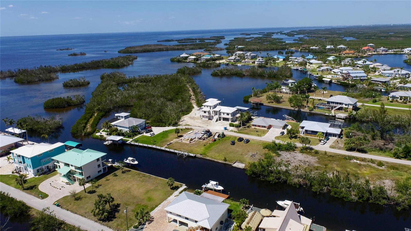 An aerial view looking out into the surrounding waterways!