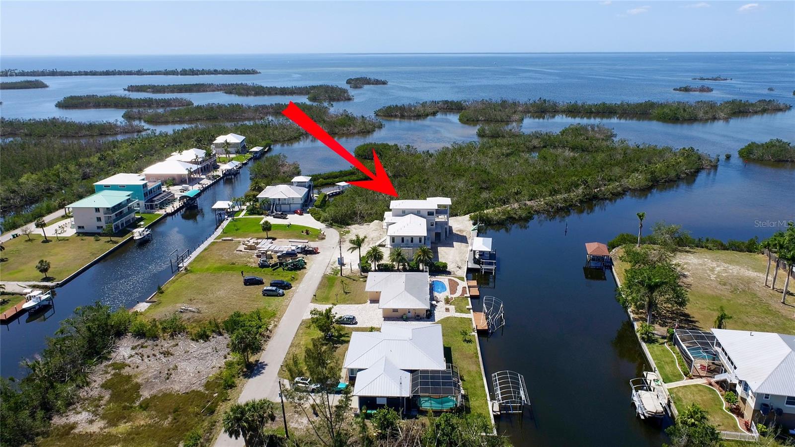 Western aerial view of this exquisite homesite - Pirate Paradise!