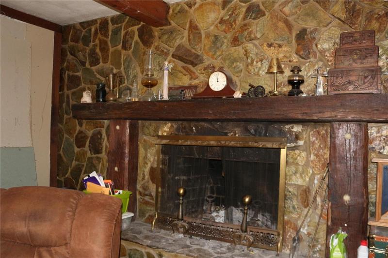 Wood burning fireplace in family room