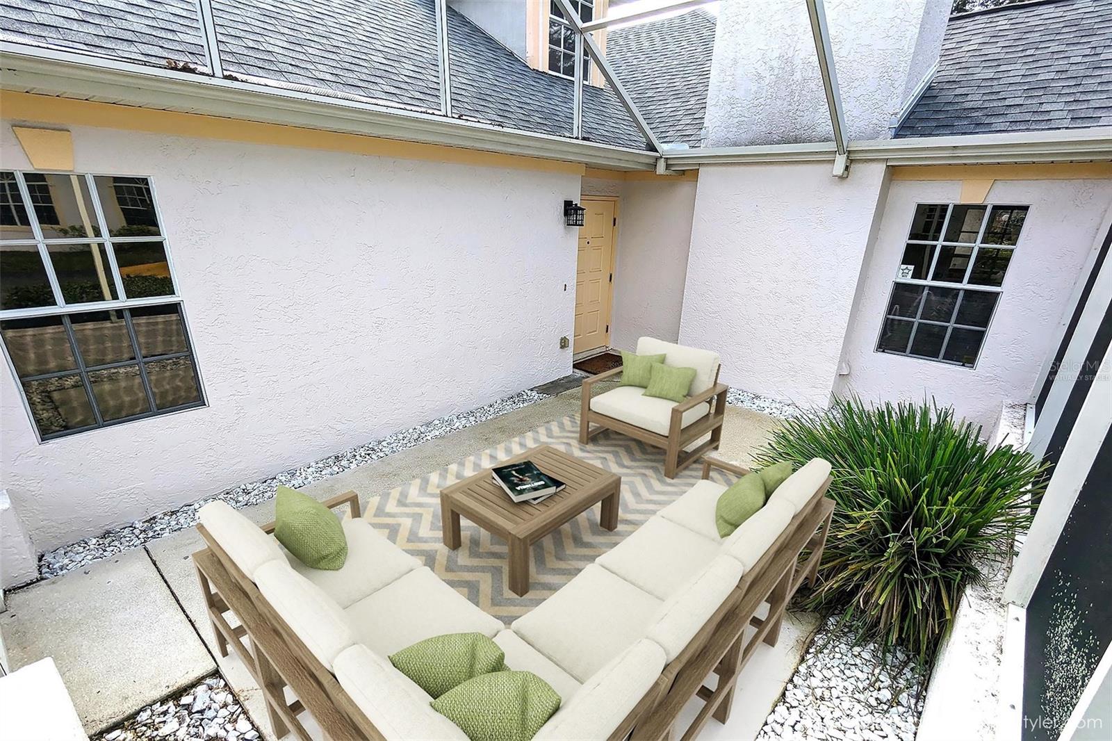 Virtually staged screened patio