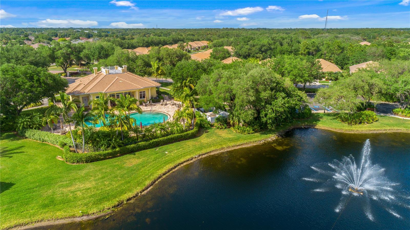 clubhouse and tropical pool