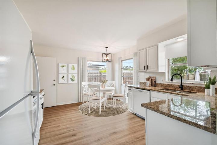 Virtually staged breakfast nook.