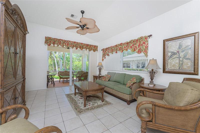 Living room with slider out to lanai