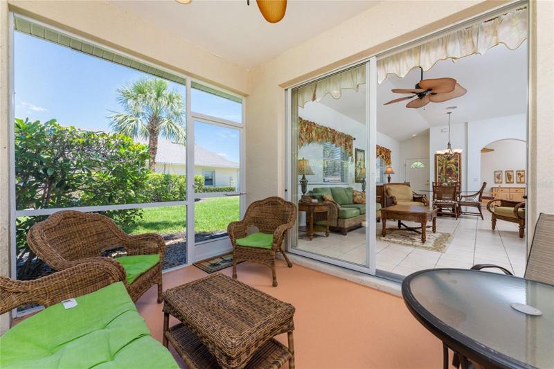 Lanai with slider in to the living room