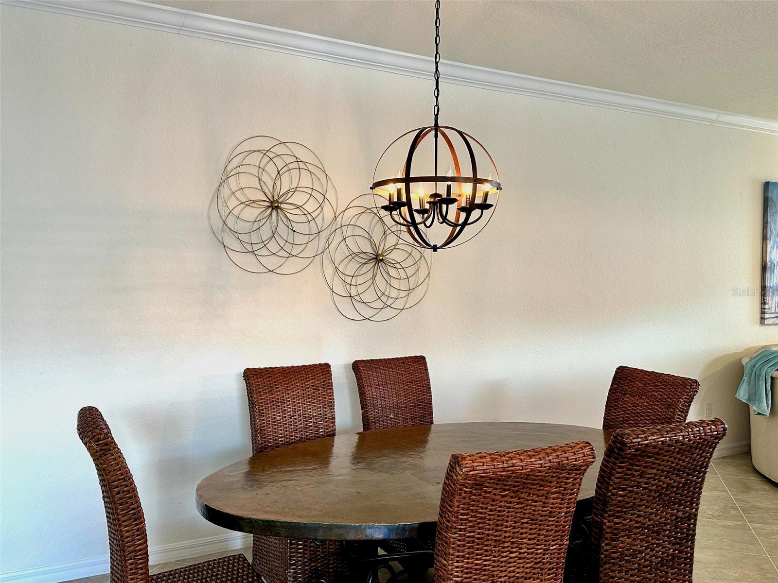 Dining room is large and easily holds a large table and 6 or more chairs