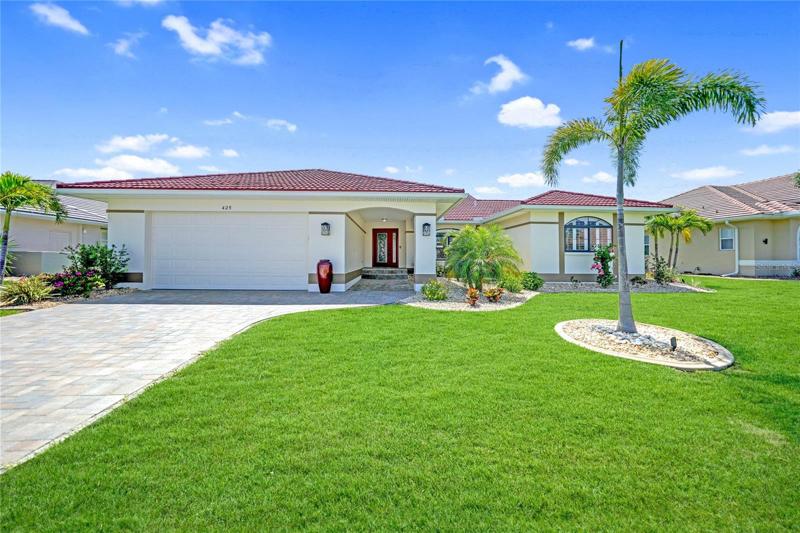 covered front porch provides shade and a welcoming entrance