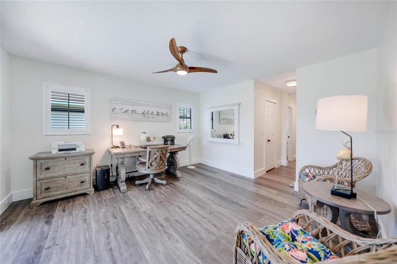 Office space is located on the master bedroom side of the house and overlooks the golf course.  This room measures 13x13 and could be used as a master bedroom.  The office and master are separated by the bathroom
