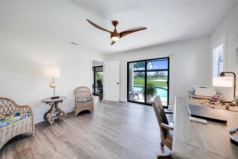 gorgeous views of the golf course and seating area outside on the lanai are perfect for those mid-day breaks