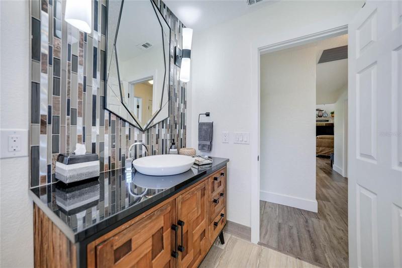 vanity is very spacious and there is ample storage