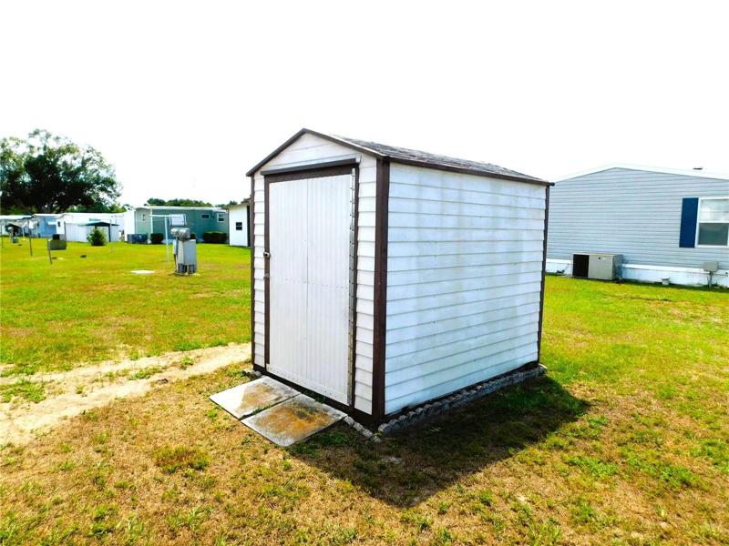 Outside storage building.