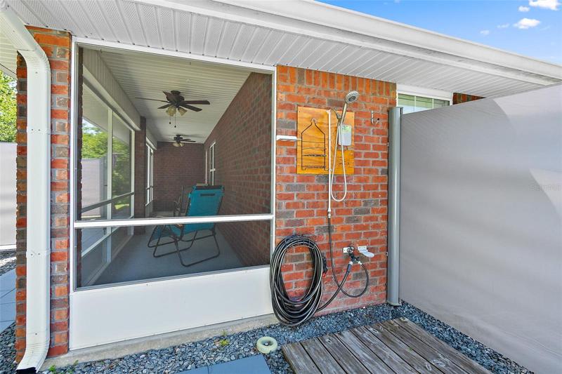 Outdoor Shower with Custom Retractable Privacy Screen