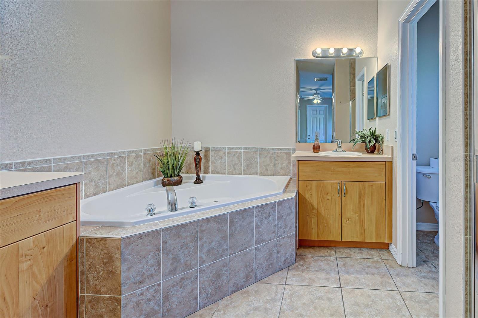 Spa like bathroom with large Garden Tub