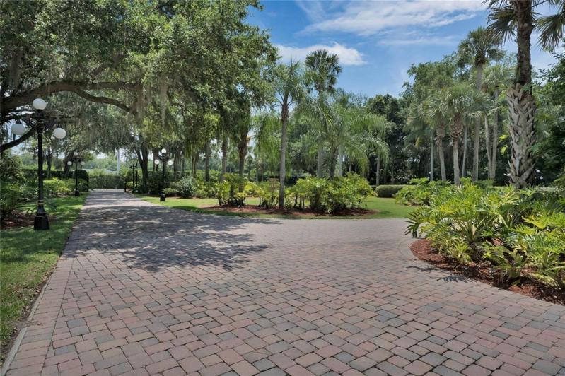 front drive from entry gate to main house