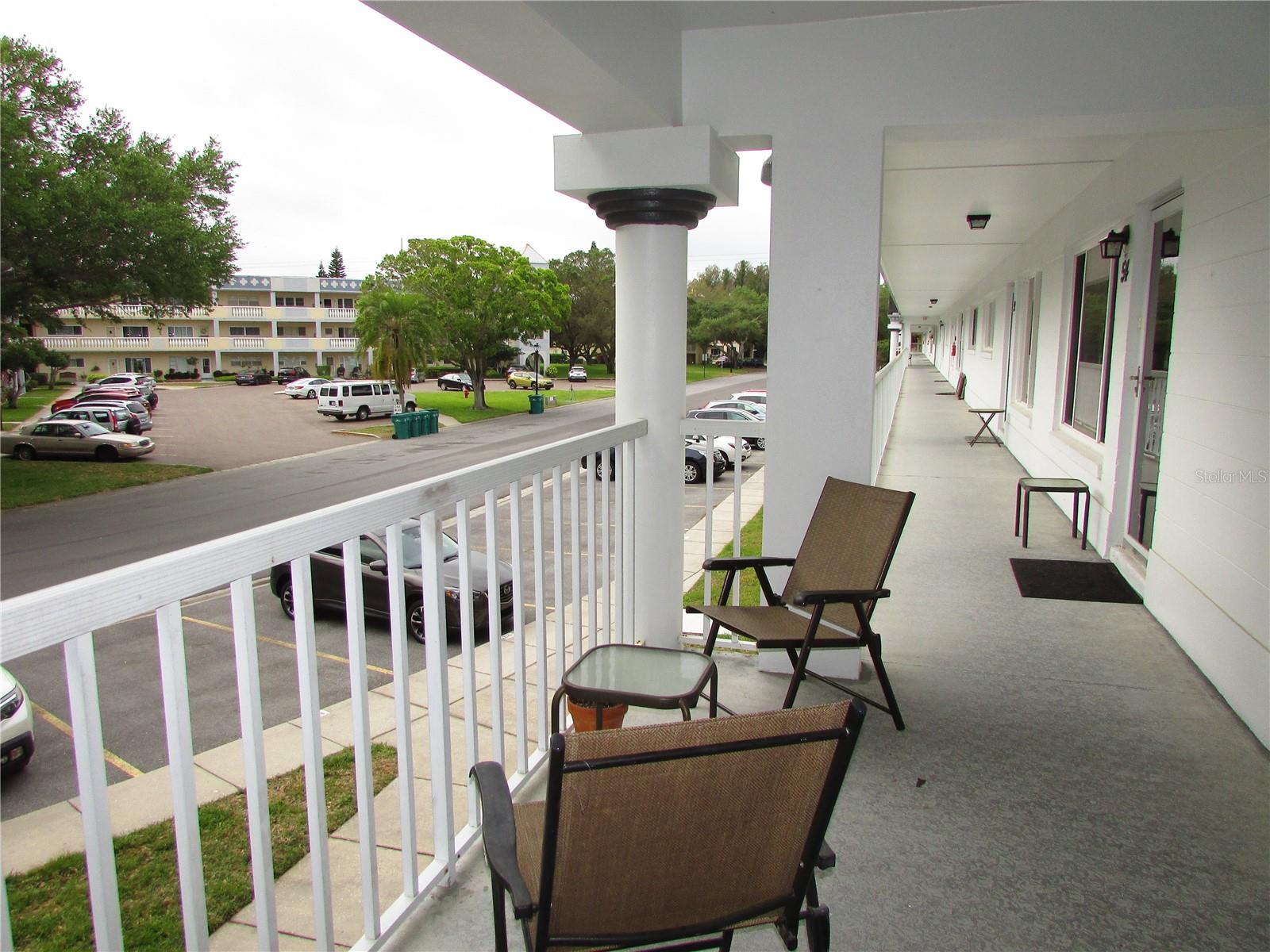 Small area for chairs on the front balcony