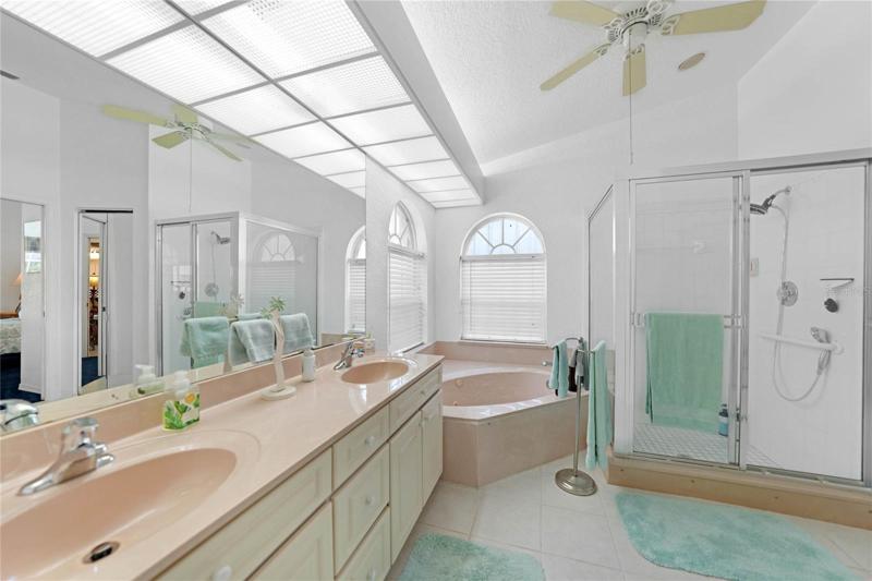 The Master ensuite bath is very spacious and features a jetted tub and separate walk-in shower.