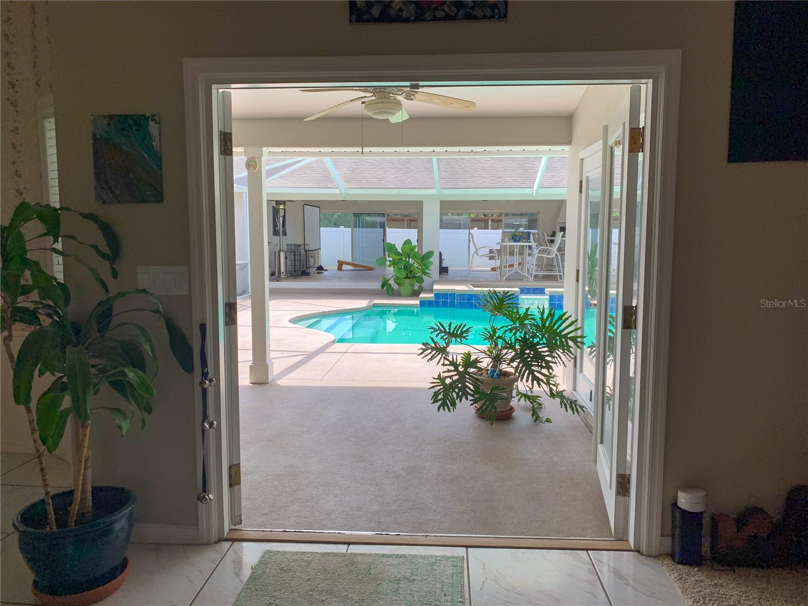 From the Living Room going out to the Pool