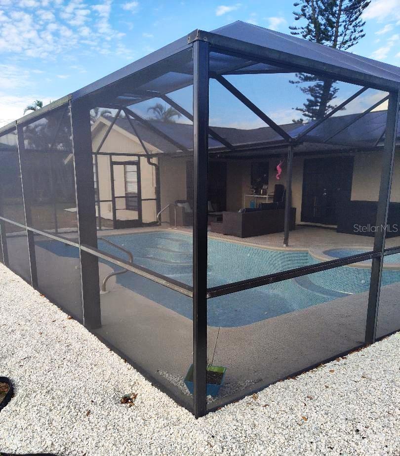 All new screening for pool cage.  SOLAR ON ROOF