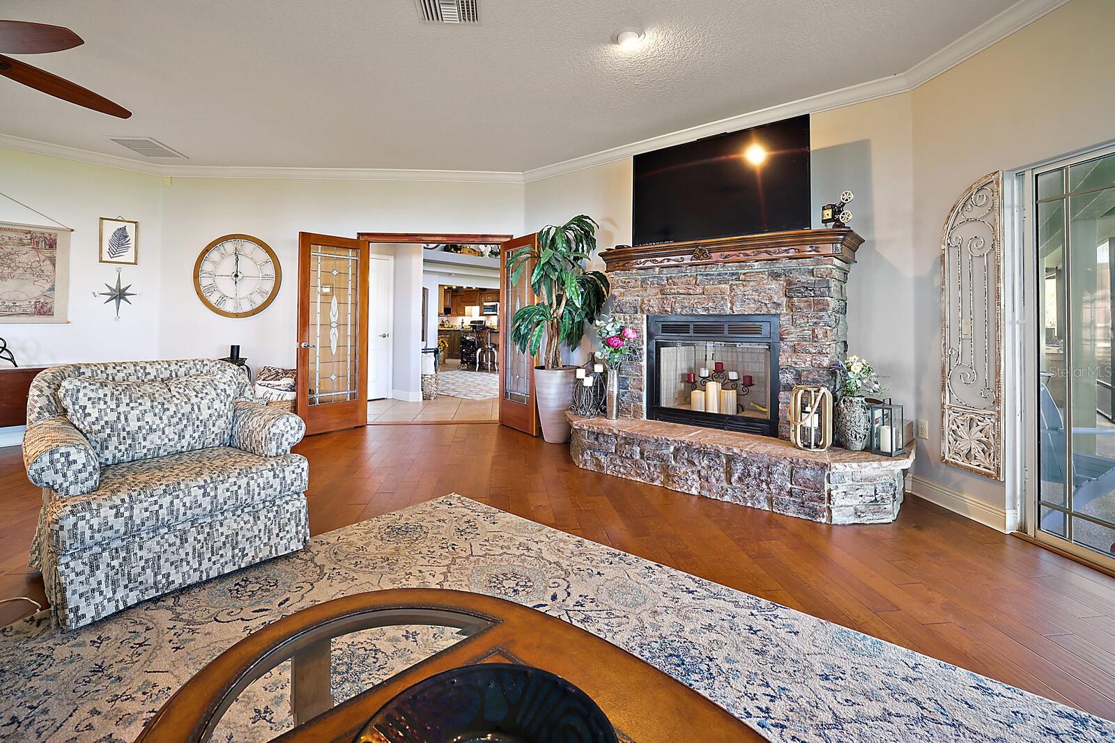 Octagon/Family Room with a Fireplace